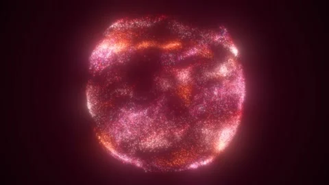 Abstract sphere ball of red glowing bright flying energy particles and dots.. Stock Footage 233844339