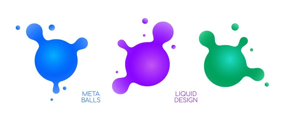 Abstract sphere blob collection. Gradient liquid metaball set. Bright amoeba Stock Illustration
