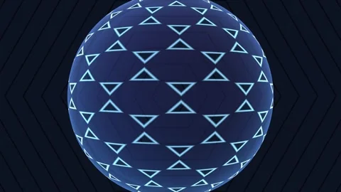 Abstract sphere with blue geometric patterns in dark Stock Footage 340240979