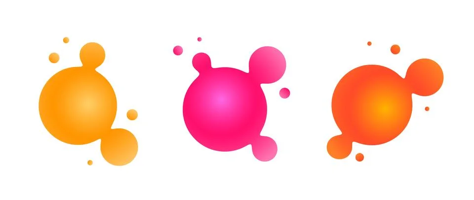 Abstract sphere bubble collection. Gradient liquid metaball set. Colorful amoeba Stock Illustration