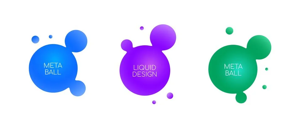 Abstract sphere bubble collection. Gradient liquid metaball set. Colorful amoeba Stock Illustration