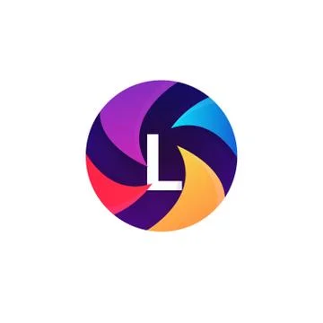 Abstract sphere circle sign L letter logo icon vector design Stock Illustration