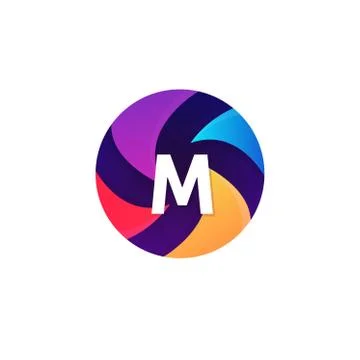 Abstract sphere circle sign M letter logo icon vector design Stock Illustration