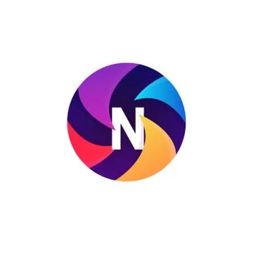 Abstract sphere circle sign N letter logo icon vector design Stock Illustration