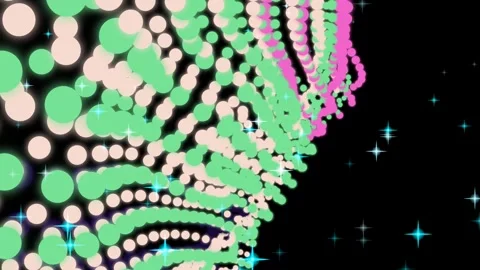 Abstract sphere of colorful dots with stars on black background Stock Footage 331360146