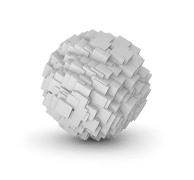 Abstract sphere composed from cubes. Isolated on white Stock Illustration