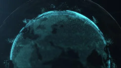 Abstract sphere. Connected azure blue dots with lines. Globalization interface Stock Illustration