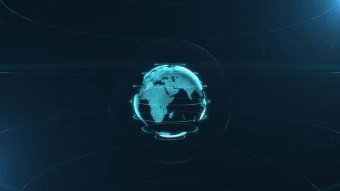 Abstract sphere. Connected azure blue dots with lines. Globalization interface Illustrazione stock