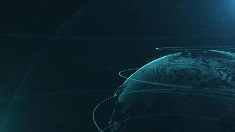 Abstract sphere. Connected azure blue dots with lines. Globalization interface Stock Illustration