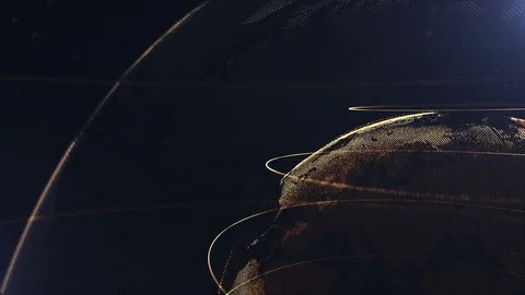 Abstract sphere. Connected golden dots with lines. Globalization interface. Dots Stock Footage 105211818