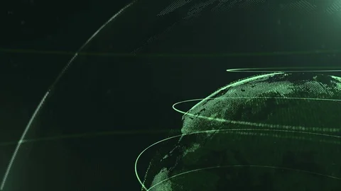Abstract sphere. Connected green dots with lines. Globalization interface. Dots Stock Footage 105212283