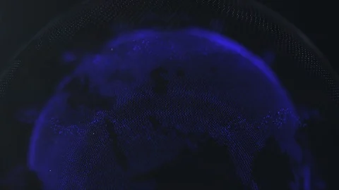 Abstract sphere. Connected navy blue dots with lines. Globalization interface Stock Footage 105200428