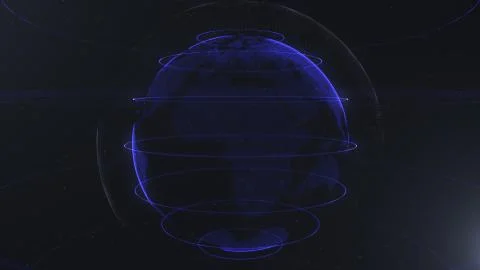 Abstract sphere. Connected navy blue dots with lines. Globalization interface Stock Illustration