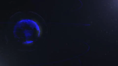 Abstract sphere. Connected navy blue dots with lines. Globalization interface Illustrazione stock