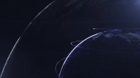 Abstract sphere. Connected navy blue dots with lines. Globalization interface Illustrazione stock