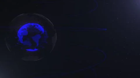 Abstract sphere. Connected navy blue dots with lines. Globalization interface Illustrazione stock