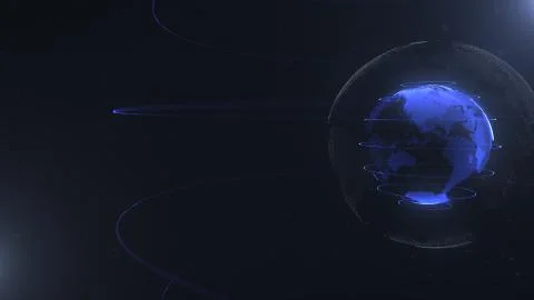 Abstract sphere. Connected navy blue dots with lines. Globalization interface Stock Illustration
