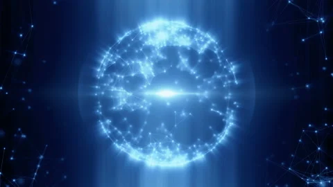 Abstract sphere from connected plexus white dots and lines and a pulsating light Stock Footage 90762001