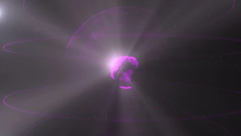 Abstract sphere. Connected violet dots with lines. Globalization interface. Dots Stock Footage 105204143