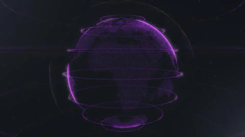 Abstract sphere. Connected violet dots with lines. Globalization interface. Dots 스톡 일러스트