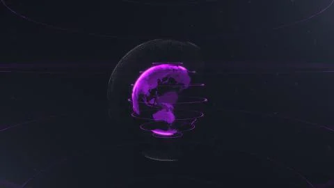Abstract sphere. Connected violet dots with lines. Globalization interface Stock Illustration