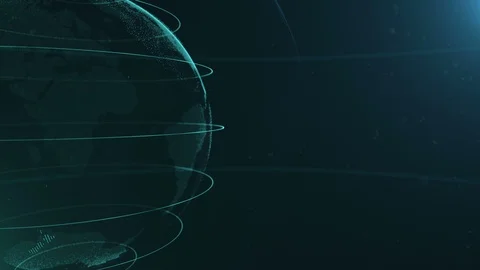 Abstract sphere. Cropped. Connected azure blue dots with lines. Globalization Video stock 105215519