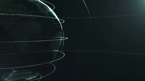 Abstract sphere. Cropped. Connected yellowish green dots with lines Stock Footage 105215941