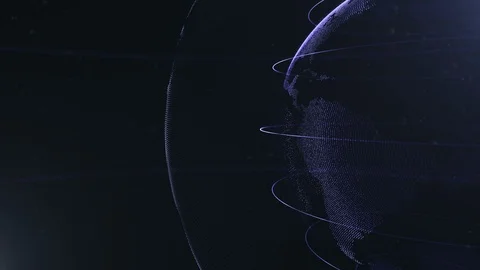 Abstract sphere. Cropped sphere. Connected navy blue dots with lines Stock Footage 105208679