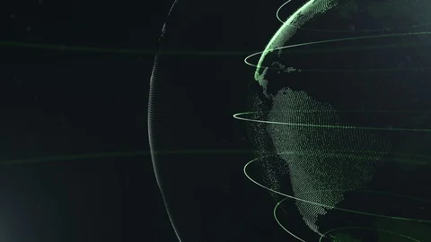 Abstract sphere. Cropped sphere. Connected green dots with lines. Globalization Stock Footage 105209300