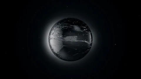 Abstract sphere. Dark Sphere is transforming into a needle-shaped figure. Silky Stock Illustration