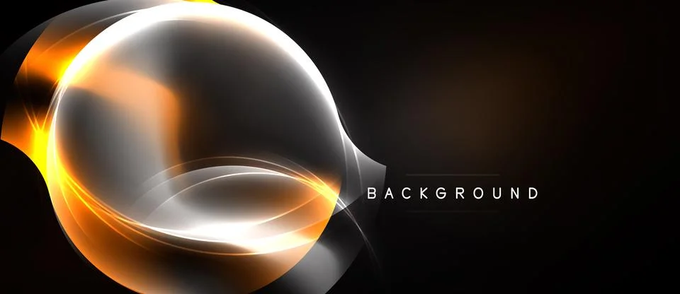 Abstract sphere design. Orange, white lines create dynamic glow effect agains Stock Illustration