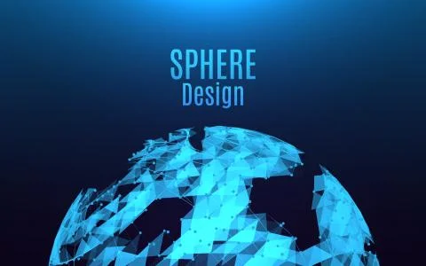 Abstract sphere explosion. Futuristic destroyed glowing sphere Stock-Illustration