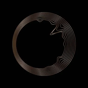 Abstract sphere flowing light line wave gold gradient isolated on black Stock Illustration