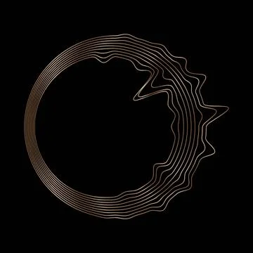 Abstract sphere flowing light line wave gold gradient isolated on black Illustrazione stock