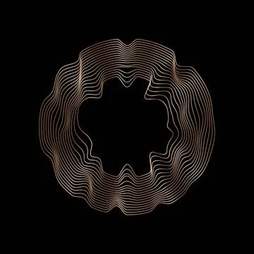 Abstract sphere flowing light line wave gold gradient isolated on black Stock Illustration