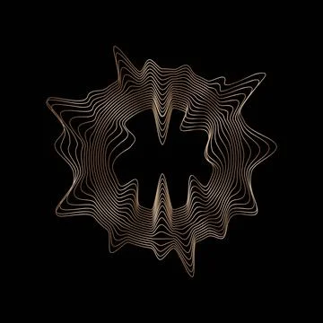 Abstract sphere flowing light line wave gold gradient isolated on black Stock Illustration