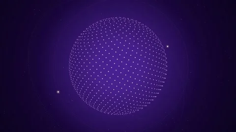 Abstract sphere formed by glowing white dots on a deep purple background re.. Stock Footage 346723669