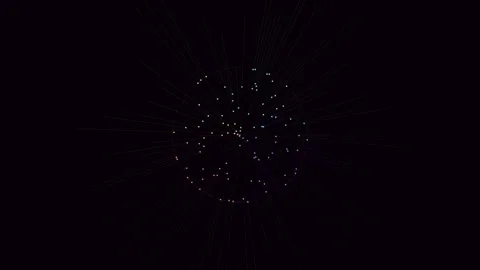 Abstract Sphere of Glowing Colorful Particles with Radiating Lines Stock Footage 340341390