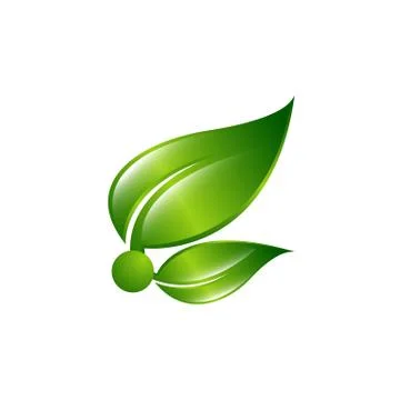 Abstract sphere green leaf logo, Set of green leaves. Element for design Stock Illustration