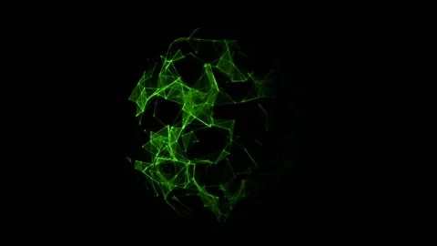 Abstract sphere with green plexuses, animation in the form of a sphere. Video stock 197611044