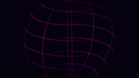 Abstract Sphere Grid Pulsing with Neon Light in Dark Space Stock Footage 340943869