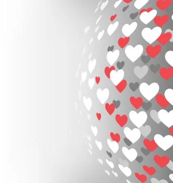Abstract sphere with hearts on grayscale Stock Illustration
