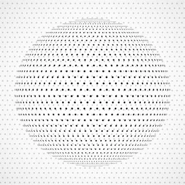 Abstract sphere icon of dots, pixelated halftone logo Illustrazione stock