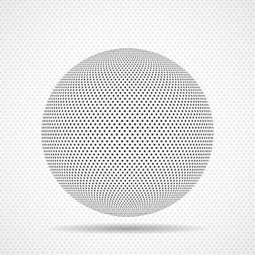 Abstract sphere icon of squares, pixelated halftone logo Stock Illustration