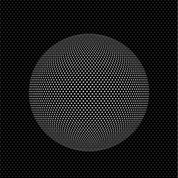 Abstract sphere icon of squares, pixelated halftone logo Stock Illustration