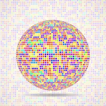 Abstract sphere icon of squares, pixelated halftone logo イラスト素材