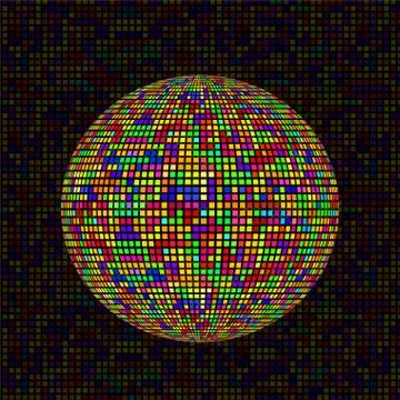 Abstract sphere icon of squares, pixelated halftone logo Stock Illustration