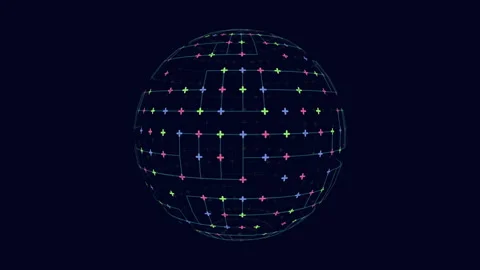 Abstract sphere with lines and dots conceptual network or map visualization Stock Footage 315081192