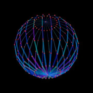 Abstract sphere from lines and dots.Vector colorful illustration. 스톡 일러스트