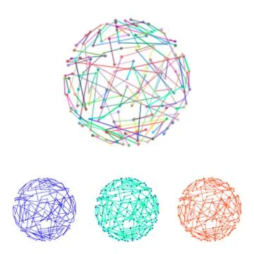Abstract sphere from lines and dots.Vector colorful illustration. 스톡 일러스트